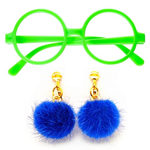 BOZILY Encanto Mirabel Isabella Kostüm Brille Rahmen Ohrringe Grün Kunststoff Deko Zauberer Brille 1 Paar Ohrringe für Mädchen Fasching Kostüm Cosplay Party BOZILY Encanto Mirabel Isabella Kostüm Brille Rahmen Ohrringe Grün Kunststoff Deko Zauberer Brille 1 Paar Ohrringe für Mädchen Fasching Kostüm Cosplay Party von BOZILY