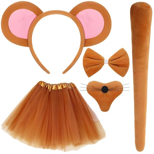 BOZILY Ratten-Kostüm-Set, Maus, Ohren, Nasenschwanz, Fliege und Tutu-Rock, Tierkleid, Kostüm-Set, Zubehör, Buchfigur-Kostüme für Kinder BOZILY Ratten-Kostüm-Set, Maus, Ohren, Nasenschwanz, Fliege und Tutu-Rock, Tierkleid, Kostüm-Set, Zubehör, Buchfigur-Kostüme für Kinder von BOZILY