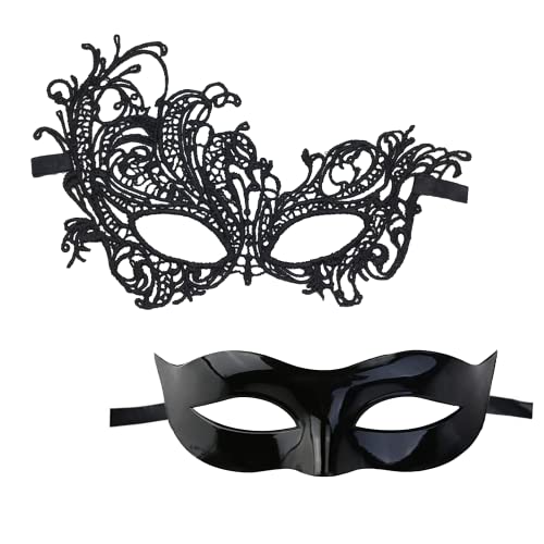 Maskerade Ball Masks, BOZILY Couple Lace Masks, Mascarade Masks For Couples, Sexy Lace Eyemask Venezianische Party Mask For Fancy Carnival Ball Halloween Party Costume Dress Halloween von BOZILY