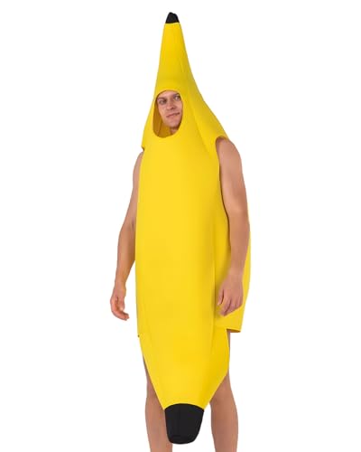 BPTRKOM 1 Stück Bananen-Kostüm - 3D-Fruchtverkleidung mit Belüftungsnetz - Für Karneval/Halloween/Weihnachtsfeiern - Bananenblatt-Kopfbedeckung(Version für Erwachsene) von BPTRKOM
