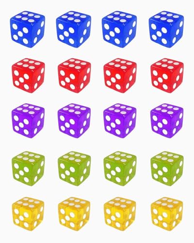 BPTRKOM 20 Stück Würfel Bunt Set 6-Seitig- Farben Würfel Set, Würfel für Würfelspiele Tischspiele, für Würfelspiele Tischspiele(5 Farben) von BPTRKOM