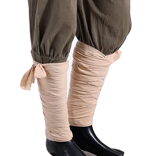 2 Stück Mittelalterliche Wikinger lange Puttees Beinbandagen Gürtel LARP Piraten Cosplay Kostüme(Länge:420cm/165.35 inch) (Beige) von BPURB