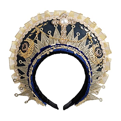 Anne Boleyn Hut Kopfbedeckung Tudor Elisabethanische Kopfbedeckung Französisch Royal Coronet Kapuze Stirnband Cosplay Zubehör (Blau) von BPURB