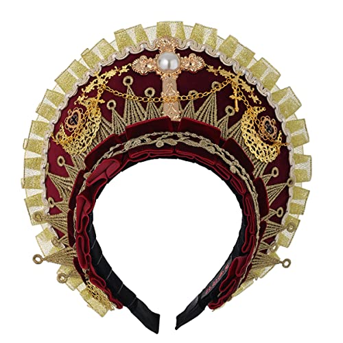 Anne Boleyn Hut Kopfbedeckung Tudor Elisabethanische Kopfbedeckung Französisch Royal Coronet Kapuze Stirnband Cosplay Zubehör (Rot) von BPURB