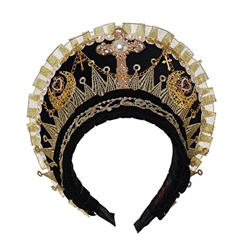 Anne Boleyn Hut Kopfbedeckung Tudor Elisabethanische Kopfbedeckung Französisch Royal Coronet Kapuze Stirnband Cosplay Zubehör (Schwarz) von BPURB