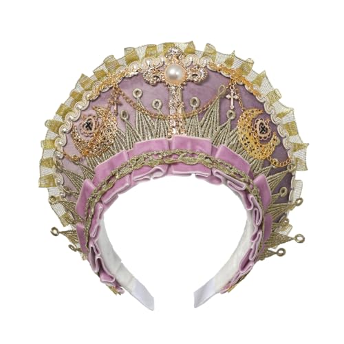 Anne Boleyn Hut Kopfbedeckung Tudor Elisabethanische Kopfbedeckung Französisch Royal Coronet Kapuze Stirnband Cosplay Zubehör (Violett) von BPURB