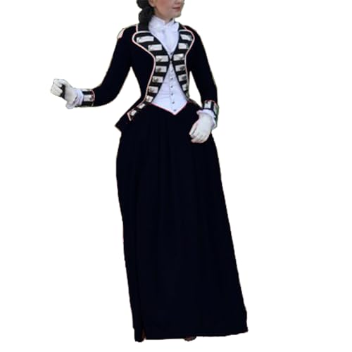 BPURB Elegantes Mittelalterliches Reitkostüm für Damen Viktorianischer Reitrock Kostüm (Falscher Kragen, Weste, Jacke, Rock) von BPURB
