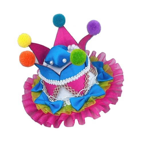 BPURB Frauen Zirkus Clown Narrenhut Lolita Krone Mini Zylinder Halloween Kostüm Stirnband Tiara für Karneval Cosplay Party von BPURB