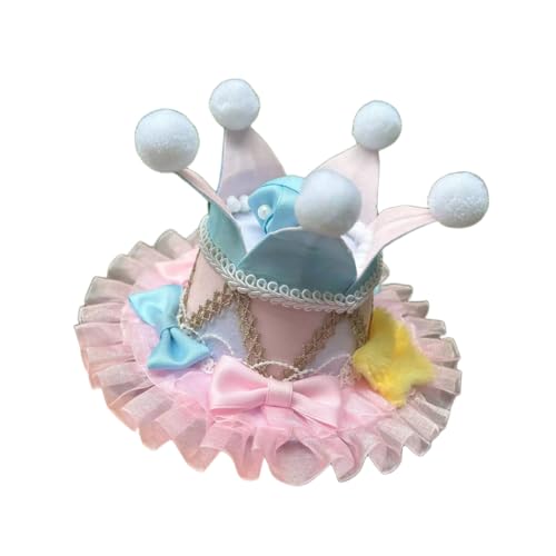 BPURB Frauen Zirkus Clown Narrenhut Lolita Krone Mini Zylinder Halloween Kostüm Stirnband Tiara für Karneval Cosplay Party von BPURB