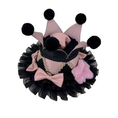 BPURB Frauen Zirkus Clown Narrenhut Lolita Krone Mini Zylinder Halloween Kostüm Stirnband Tiara für Karneval Cosplay Party BPURB Frauen Zirkus Clown Narrenhut Lolita Krone Mini Zylinder Halloween Kostüm Stirnband Tiara für Karneval Cosplay Party von BPURB