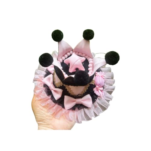 BPURB Frauen Zirkus Clown Narrenhut Lolita Krone Mini Zylinder Halloween Kostüm Stirnband Tiara für Karneval Cosplay Party BPURB Frauen Zirkus Clown Narrenhut Lolita Krone Mini Zylinder Halloween Kostüm Stirnband Tiara für Karneval Cosplay Party von BPURB