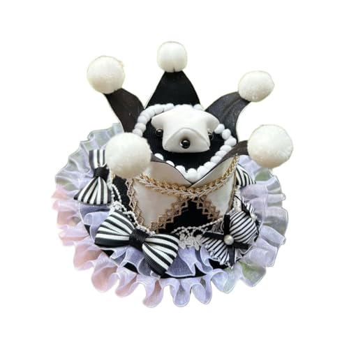 BPURB Frauen Zirkus Clown Narrenhut Lolita Krone Mini Zylinder Halloween Kostüm Stirnband Tiara für Karneval Cosplay Party BPURB Frauen Zirkus Clown Narrenhut Lolita Krone Mini Zylinder Halloween Kostüm Stirnband Tiara für Karneval Cosplay Party von BPURB