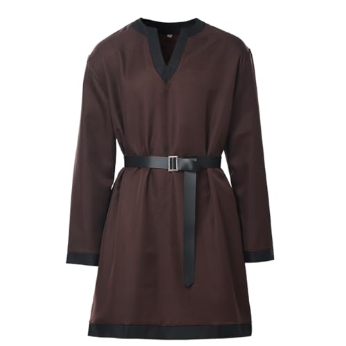 BPURB Herren Mittelalterliche Ritter Tunika Wikinger Krieger Langarm Hemden mit Gürtel Piraten LARP Cosplay Kostüm BPURB Herren Mittelalterliche Ritter Tunika Wikinger Krieger Langarm Hemden mit Gürtel Piraten LARP Cosplay Kostüm von BPURB