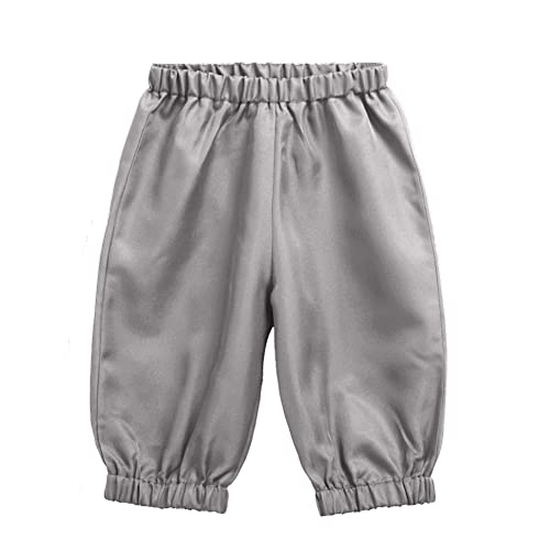 BPURB Jungen Mittelalter Kolonial Kostüm Hose Kinder 18. Jahrhundert Kolonial Kostüm Schlüpfer Hosen mit Gummizug(M, Grau) von BPURB