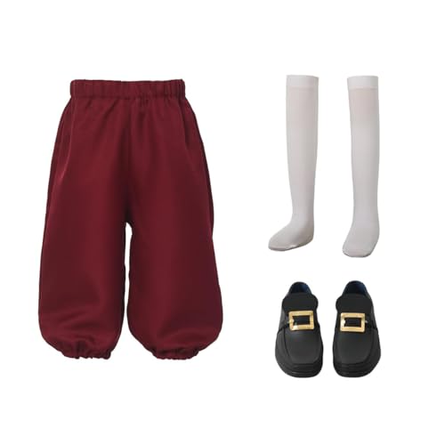 BPURB Kinder Kolonial Kostüm Jungen Mittelalter Piraten Cosplay Kostüm Renaissance Kostüm Reithose (Hose mit kniehohen weißen Socken und Goldener Schuhschnalle) von BPURB