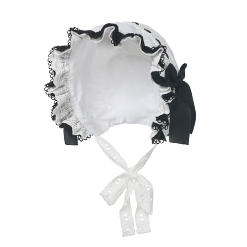 BPURB Mittelalter Damen Magd Mop Hut Kolonial Pilgrim Prarie weiße Haube Viktorianisch Kostüm Kopfbedeckung Baumwolle (Weiß-7) von BPURB