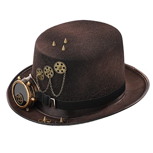 Steampunk Zylinder Hut für Steampunk Herren Damen mit Brille Halloween Cosplay Party Kostüm von BPURB