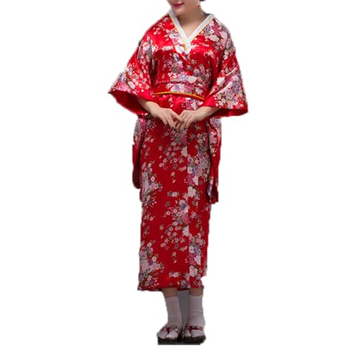 BPURB Traditioneller japanischer Kimono-Bademantel für Damen, Geisha-Yukata-Kleid, Blüte, Satin-Bademantel, Nachtwäsche BPURB Traditioneller japanischer Kimono-Bademantel für Damen, Geisha-Yukata-Kleid, Blüte, Satin-Bademantel, Nachtwäsche von BPURB