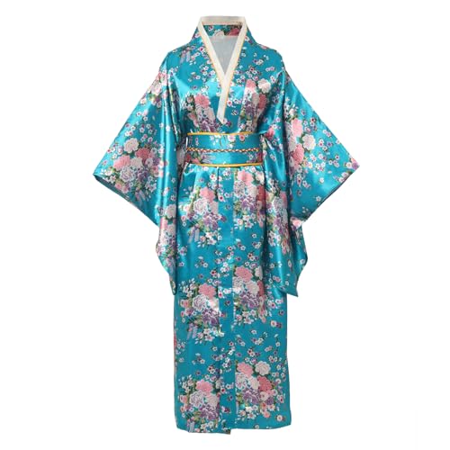 BPURB Traditioneller japanischer Kimono-Bademantel für Damen, Geisha-Yukata-Kleid, Blüte, Satin-Bademantel, Nachtwäsche BPURB Traditioneller japanischer Kimono-Bademantel für Damen, Geisha-Yukata-Kleid, Blüte, Satin-Bademantel, Nachtwäsche von BPURB