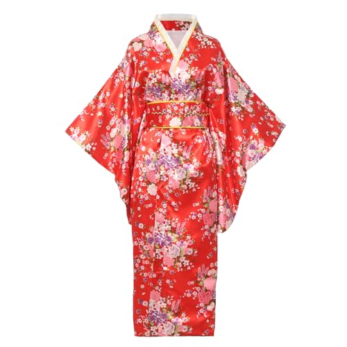 BPURB Traditioneller japanischer Kimono-Bademantel für Damen, Geisha-Yukata-Kleid, Blüte, Satin-Bademantel, Nachtwäsche BPURB Traditioneller japanischer Kimono-Bademantel für Damen, Geisha-Yukata-Kleid, Blüte, Satin-Bademantel, Nachtwäsche von BPURB