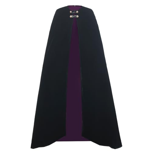 BPURB Unisex Halloween Weihnachten Vampire Party Erwachsene Full Length Robe Cloak Long Suede Cape Mantle Cosplay Kostüm, schwarz/violett, M von BPURB