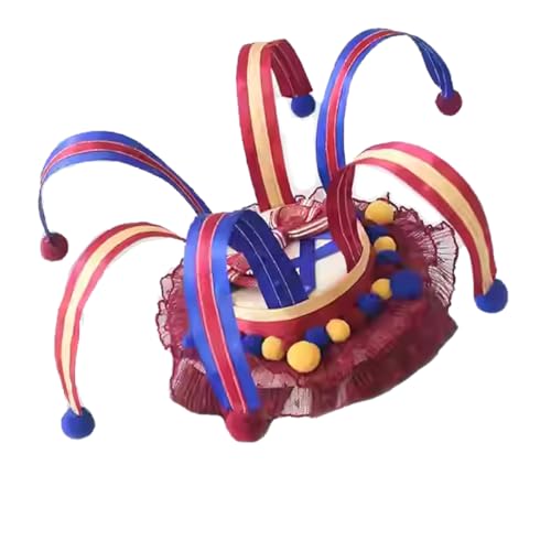 BPURB Zirkus Clown Hofnarrenhut Karneval Clown Stirnband für Halloween Karneval Cosplay Frauen Lolita Mini Zylinder Hut von BPURB