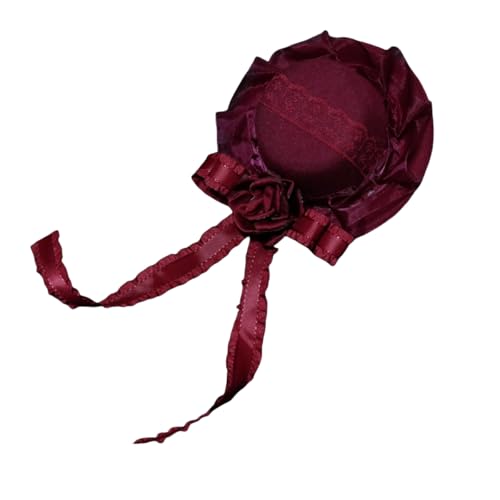 Damen Steampunk Lolita Mini Hut Zylinderhut Haarreif Blüte Kopfschmuck Mädchen Kostüm Zubehör für Party Hochzeit (Rot) von BPURB