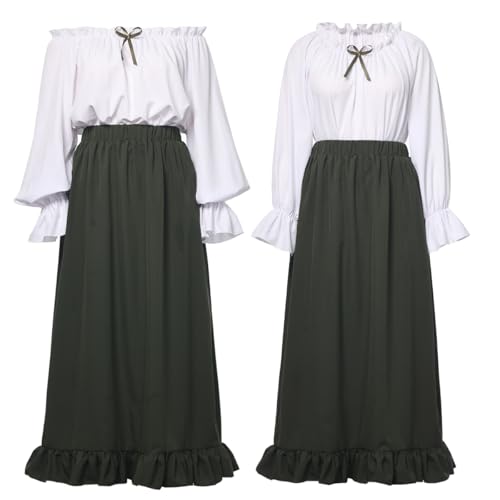 Mittelalterliches Renaissance-Kleid für Damen viktorianischer Bauer schulterfrei Bluse Oberteil Rock langärmelig Vintage-Kleid Mittelalterliches Renaissance-Kleid für Damen viktorianischer Bauer schulterfrei Bluse Oberteil Rock langärmelig Vintage-Kleid von BPURB