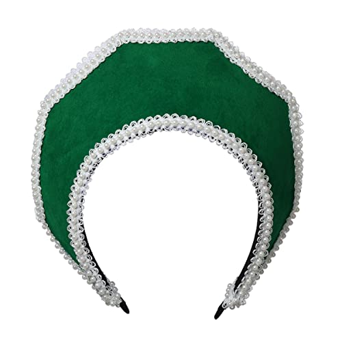 Renaissance Mittelalter Tudor Queen Kopfschmuck für Damen Anne Boleyn Stirnband Elizabethan Royal Coronet Kapuze Tiara Hut (Grün) von BPURB