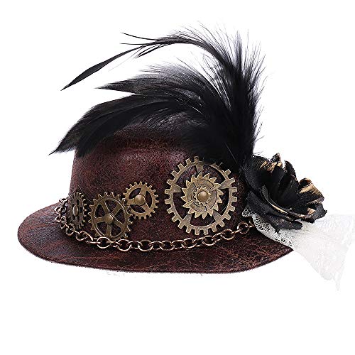 BPURB Steampunk Zubehör Mini Zylinder Hut für Frauen Stirnband Halloween Cosplay Kostüm (Style-1) von BPURB