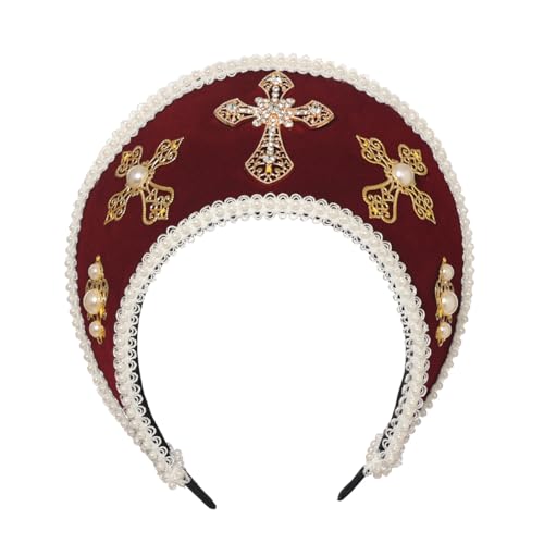 Tudor Queen Coronet Kapuzen Hut für Damen Anne Boleyn Hut Kopfbedeckung Elisabethanische Kopfbedeckung Französisches Königliches Stirnband für Cosplay Party von BPURB