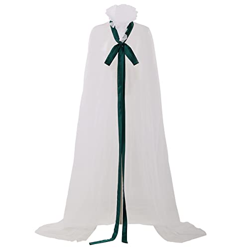 Umhang Kostüm für Damen Tüll in voller Länge Hochzeit Braut Wraps Cape Cosplay Kostüm (Weiß) von BPURB