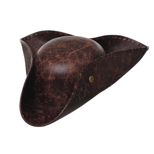 Unisex Kunstleder Braun Pirat Seeräuber Dreispitz Hut für Karneval Halloween Fasching Mottoparty, Unisex-Erwachsene, Einheitsgröße Unisex Kunstleder Braun Pirat Seeräuber Dreispitz Hut für Karneval Halloween Fasching Mottoparty, Unisex-Erwachsene, Einheitsgröße von BPURB