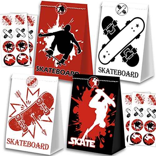 Skateboard-Geburtstagsparty-Taschen, Skateboard-Party-Dekoration und Zubehör für Skater, Jungen und Mädchen, 24 Stück Skateboard-Geburtstagsparty-Taschen, Skateboard-Party-Dekoration und Zubehör für Skater, Jungen und Mädchen, 24 Stück von BQK