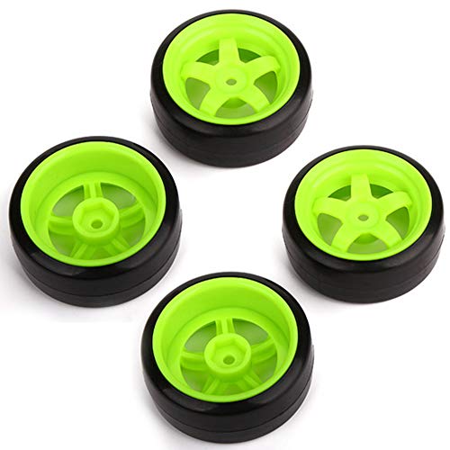 BQLZR 65 mm OD Schwarze Kunststoff-Glattreifen mit grünen Felgen, geeignet für RC 1:10 Straßenrennen und Drift-Autos, Modellzubehör, 4er-Pack BQLZR 65 mm OD Schwarze Kunststoff-Glattreifen mit grünen Felgen, geeignet für RC 1:10 Straßenrennen und Drift-Autos, Modellzubehör, 4er-Pack von BQLZR