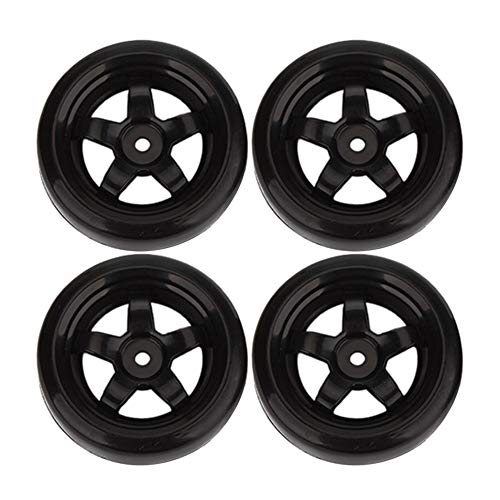 BQLZR 65mm OD Black Plastic 5 Speichenfelgen & Glatte Reifen für RC 1: 10 On-Road Rennwagen & Drift Car Packung mit 4 Stück von BQLZR