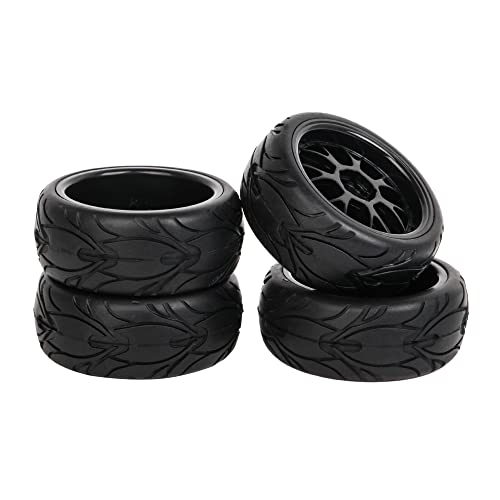 BQLZR RC 1:10 On Road Car Black Rubber Tyre & Plastic Y Shape Wheel Rim Pack of 4 von BQLZR