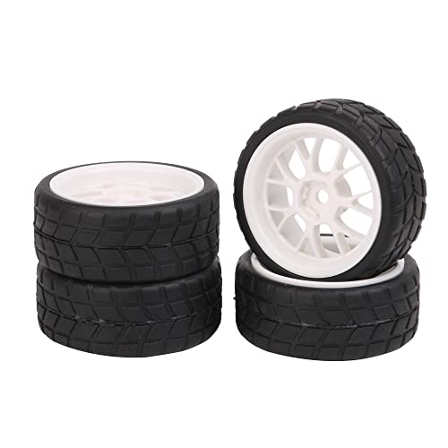 BQLZR RC1:10 On Road Car Black Rubber Tyre & White Plastic Y Shape Wheel Rim Pack of 4 von BQLZR