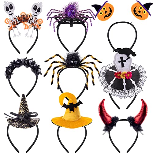 BQTQ 9 Stücke Halloween Stirnband Hexenhut Kürbis Fledermaus Spinne Stirnband Halloween Kopfschmuck Haarreifen für Kostüm Halloween Karneval Party BQTQ 9 Stücke Halloween Stirnband Hexenhut Kürbis Fledermaus Spinne Stirnband Halloween Kopfschmuck Haarreifen für Kostüm Halloween Karneval Party von BQTQ