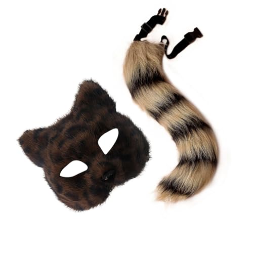 BRABOSTON 2-teiliges Fuchs-Kostüm-Zubehör-Set, Plüsch-Katzen, halbes Gesicht mit Schwanz, Cosplay, Halloween, Tierfüchse BRABOSTON 2-teiliges Fuchs-Kostüm-Zubehör-Set, Plüsch-Katzen, halbes Gesicht mit Schwanz, Cosplay, Halloween, Tierfüchse von BRABOSTON