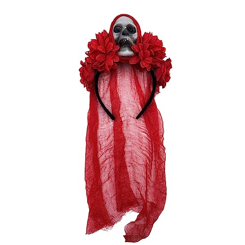 BRABOSTON Zartes Blumen- und Totenkopf-Haarband, dünnes Seitenhaarband, Blumenform, Stirnband für Mädchen, Halloween, mit Schleier-Dekor, Halloween-Kopfbedeckung BRABOSTON Zartes Blumen- und Totenkopf-Haarband, dünnes Seitenhaarband, Blumenform, Stirnband für Mädchen, Halloween, mit Schleier-Dekor, Halloween-Kopfbedeckung von BRABOSTON