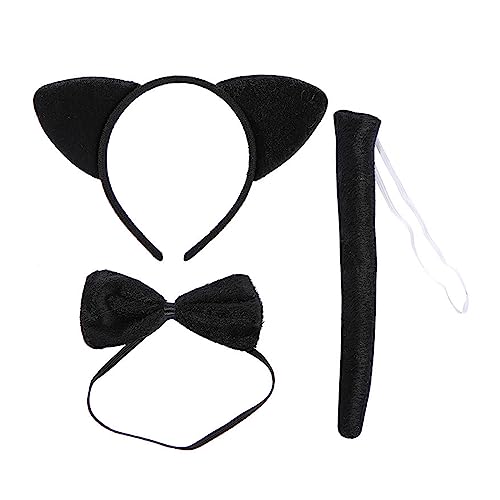 Cartoon-Stirnband, Fliege, Rock, Schwanz-Set für Kostümpartys und Cosplay, Kätzchen, hübscher Schwanz, Bühnenkostüm, geeignet für verschiedene Anlässe von BRABOSTON