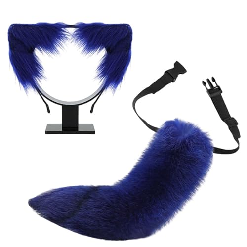Fuchs-Ohr-Stirnband mit Schwanz, Füchsen, Katzenohren und Set, Halloween, Cosplay, Party, Kostüme, Zubehör, Kinder, Erwachsene, Ohren und Set von BRABOSTON
