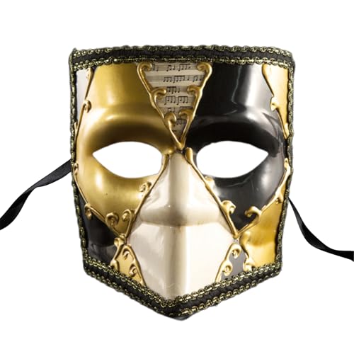 Luxuriöse Venezianer-Vollgesichtsabdeckung für Herren, Kontrastfarbe, Karnevals-Augenmaske mit Band, für Maskerade, Abschlussball, Vintage-Designs von BRABOSTON