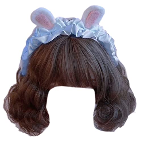 Ohren-Haarreif, niedliche Plüsch-Ohren, Bowkot-Dekor, Kostüm, Cosplay, Party, Damen, Mädchen, Haarschmuck, Stirnband, Erwachsene, Kinder, zum Waschen des Gesichts, Spa, Weiß von BRABOSTON