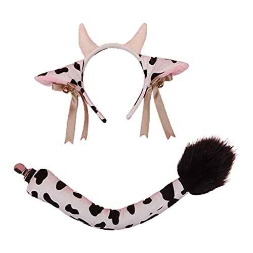 Plüsch-Haarreifen, Kuhohren, Kopfbedeckung, Schwanz-Set, pelziges Kostüm-Set, Verkleidung für Halloween, Cosplay, Party-Zubehör, Kuh, Cosplay, pelziges Kostüm Plüsch-Haarreifen, Kuhohren, Kopfbedeckung, Schwanz-Set, pelziges Kostüm-Set, Verkleidung für Halloween, Cosplay, Party-Zubehör, Kuh, Cosplay, pelziges Kostüm von BRABOSTON