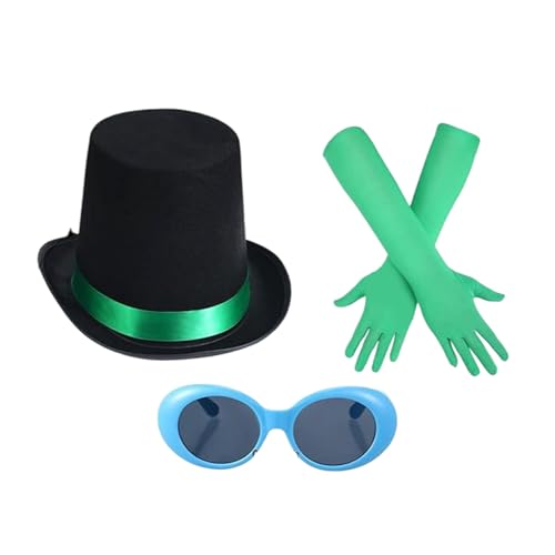 Premium Stoff Cosplay Zubehör Set inkl. Hut Handschuhe Brille Pelzbrosche für Anime Enthusiasten Halloween Kostüm Handschuhe für Mottopartys von BRABOSTON