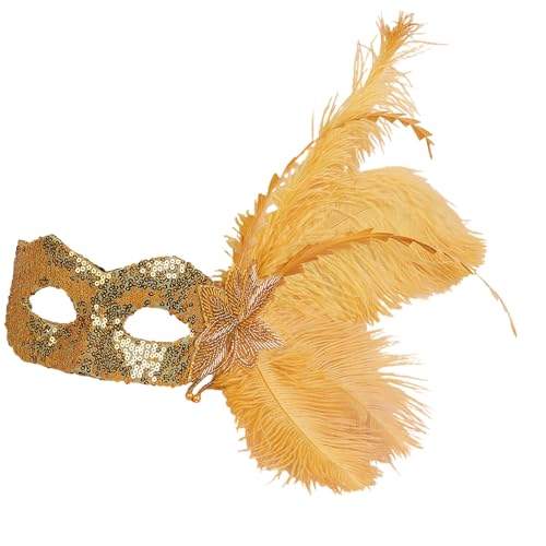 Venezianer-Maske mit Pailletten, Federmaske, Damen, Halloween, Weihnachten, halbes Gesicht, Augenmaske, Cosplay, Requisiten, Karnevalskostüm, Zubehör-Set für Männer, Erwachsene, Frauen von BRABOSTON