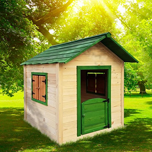 BRAST® Spielhaus für Kinder 106 x111x132cm Tannenholz 12mm Kinderspielhaus Stelzenhaus Garten Baum Turm Holzhaus von BRAST