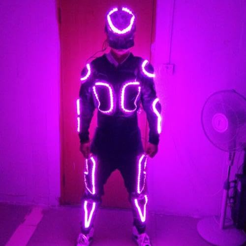 BRAVECOW LED-Roboter-Stelzen-Performer, Party, Halloween-Kostüm, Erwachsene, Roboter, Cosplay, Helm, RGB-Nachtlichter, Kleidung, Jacke von BRAVECOW